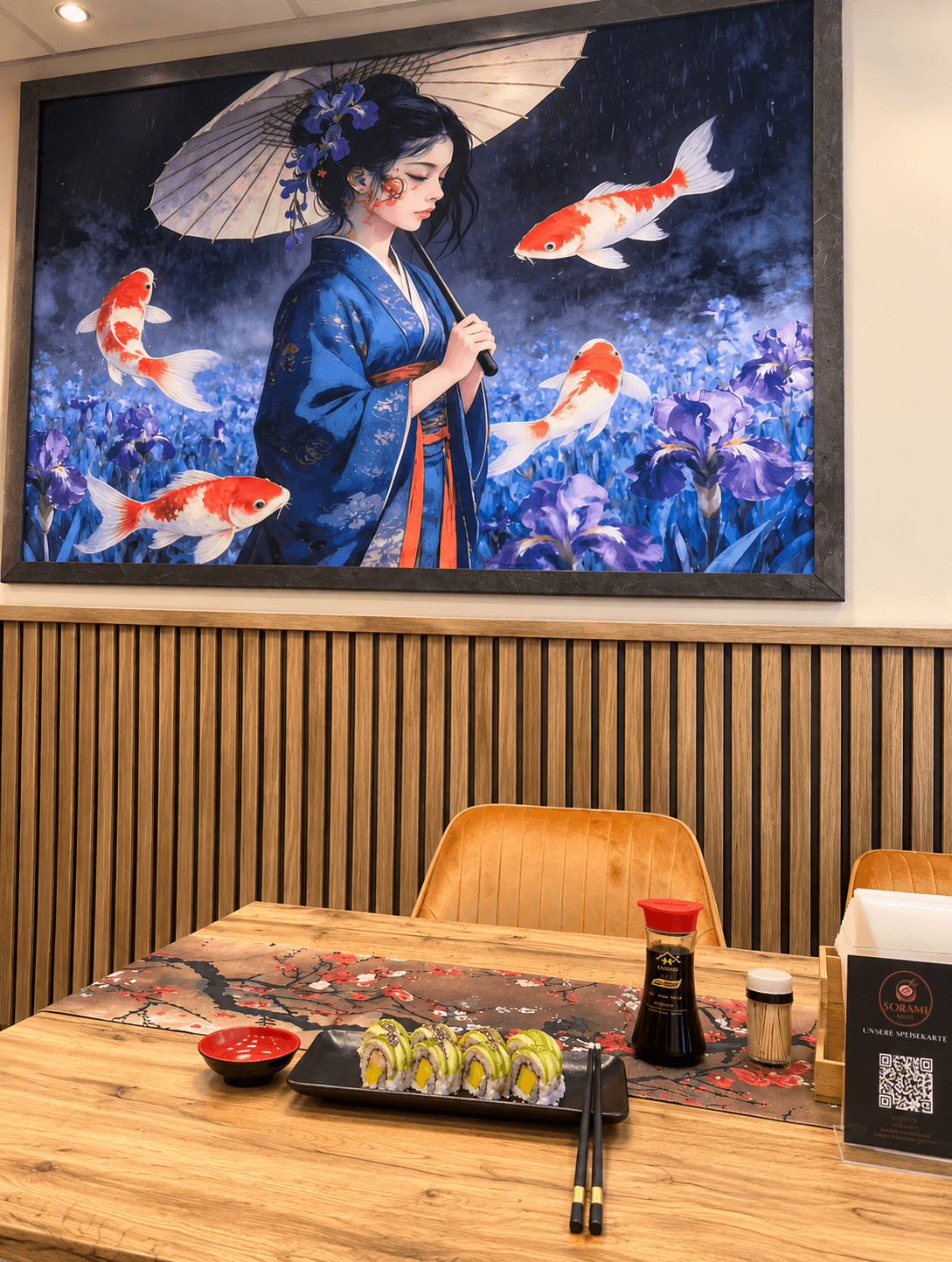 Sorami Sushi Frankfurt Innenraum mit Wandkunst